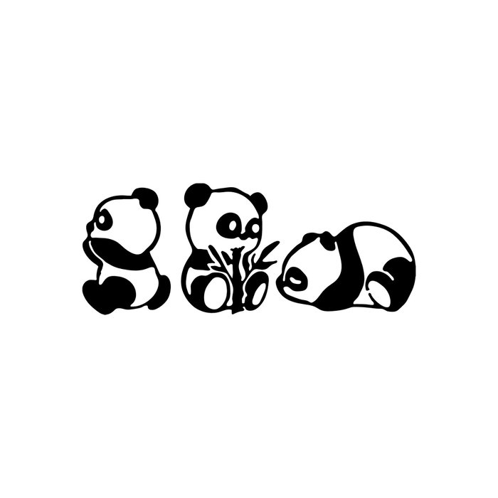 Wallity Pandas - 298 Escultura de Pared de Metal Negra